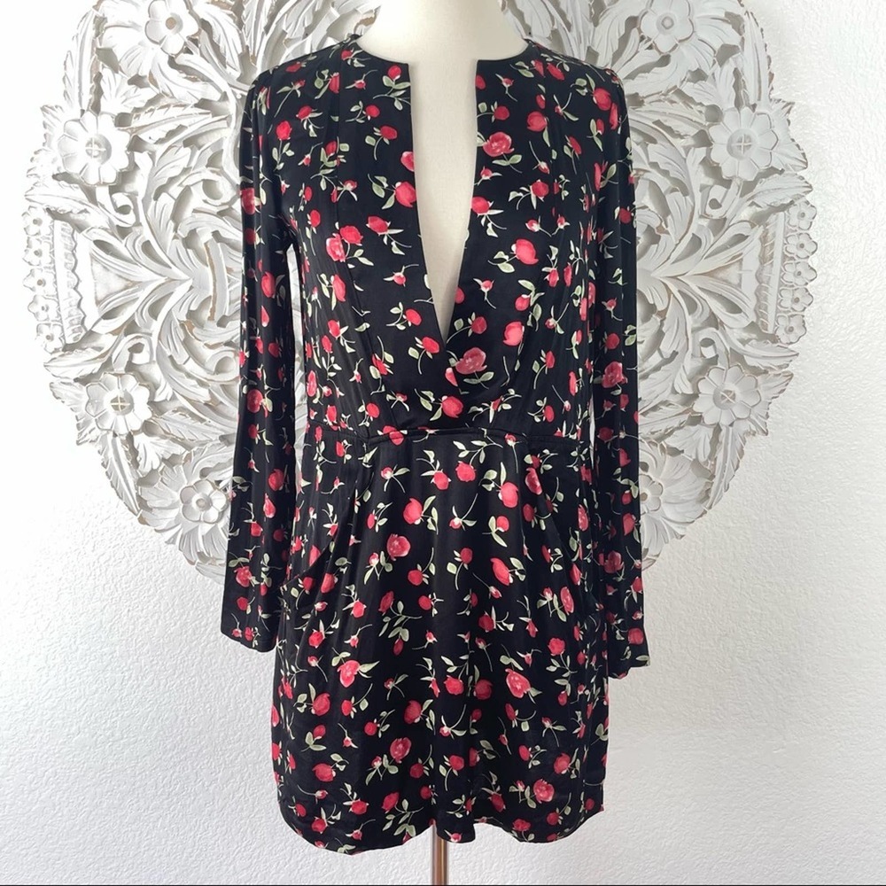{Reformation} Hart Long Sleeve Satin Mini Dress, Divine Rose, Size 2